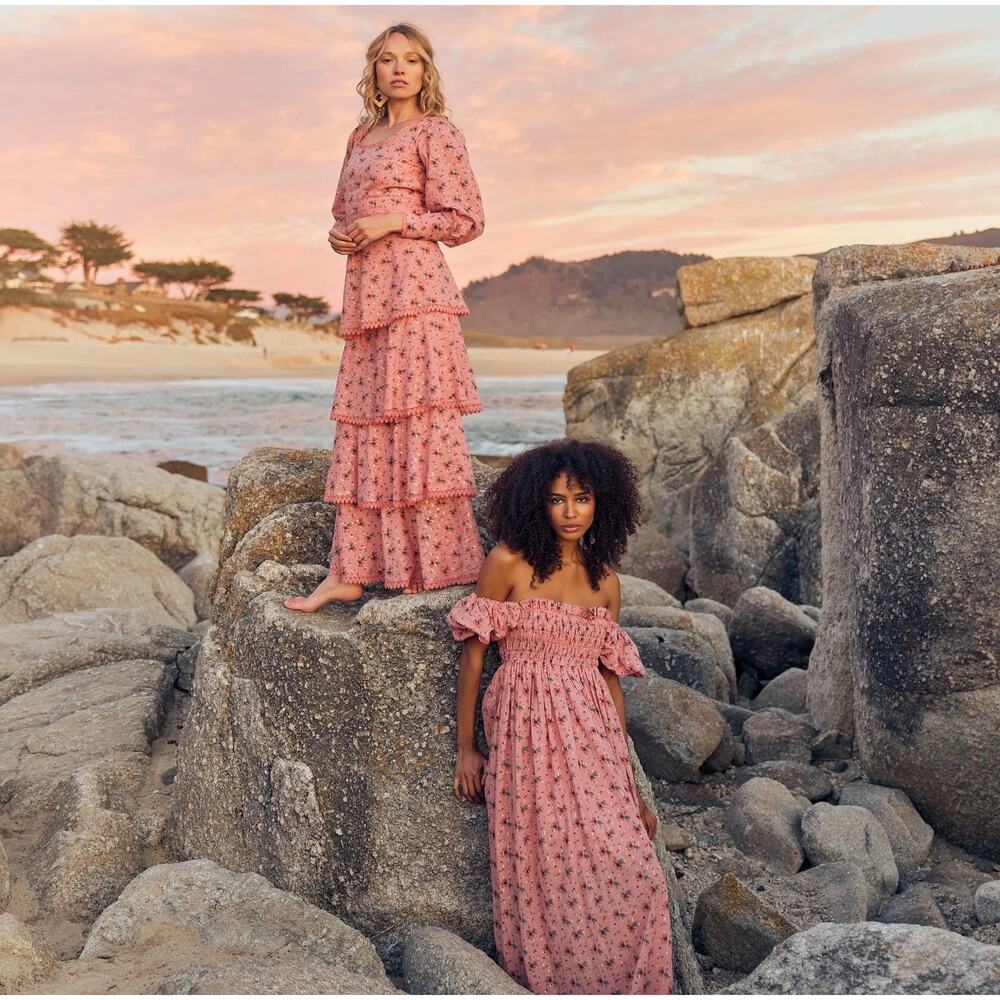 Tiered Maxi Skirt in Dusty Rose Floral